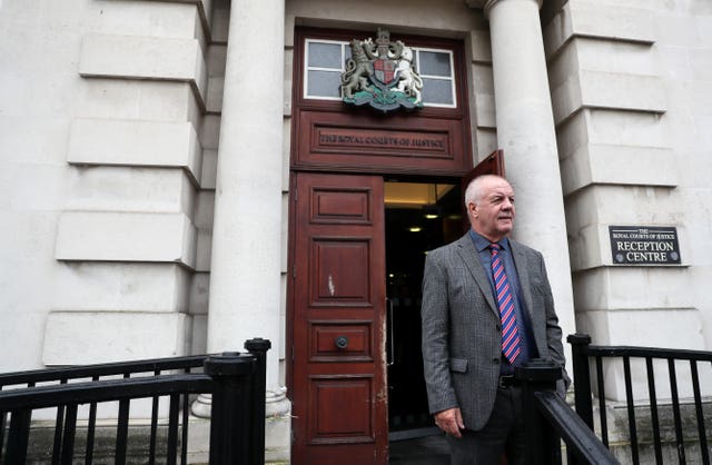 Raymond McCord outside the Royal Courts of Justice, Belfast