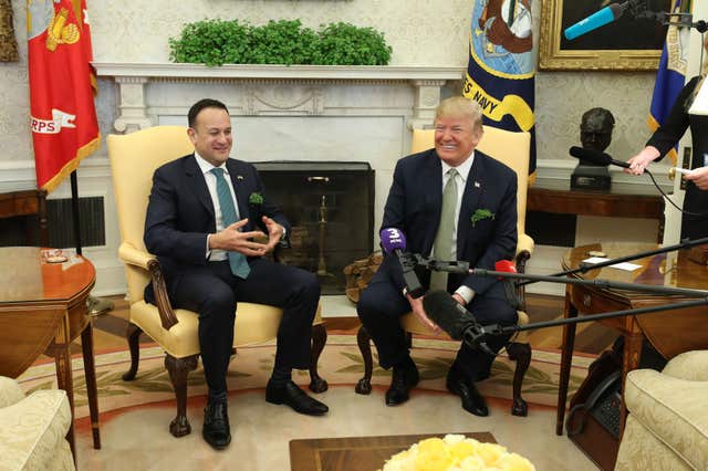 Leo Varadkar meets Donald Trump for talks in the Oval Office (Niall Carson/PA)