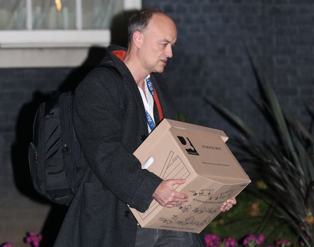 Dominic Cummings leaves Downing Street with a box