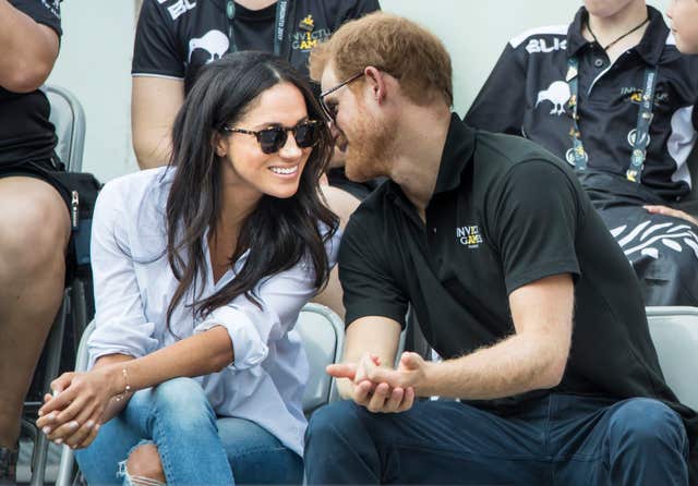 Prince Harry and Meghan Markle watching Wheelchair Tennis at the 2017 Invictus Games in Toronto, Canada (Danny Lawson/PA)