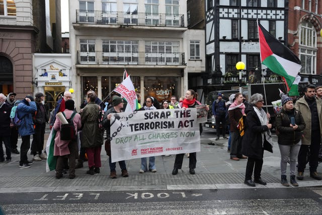 Protesters gathered outside the High Court