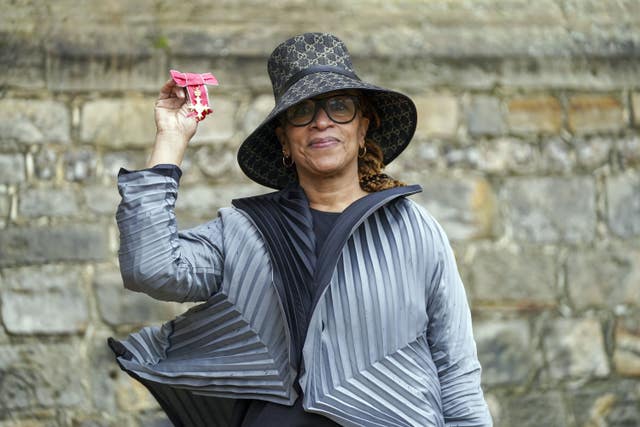 Sculptor Veronica Ryan from Stevenage with her OBE for services to art following an investiture ceremony by the Princess Royal at Windsor Castle