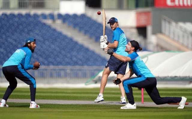 England completed their final training session at Old Trafford, but India were nowhere to be seen.