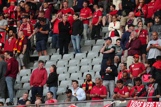 Empty seats in the stands as kick off was delayed