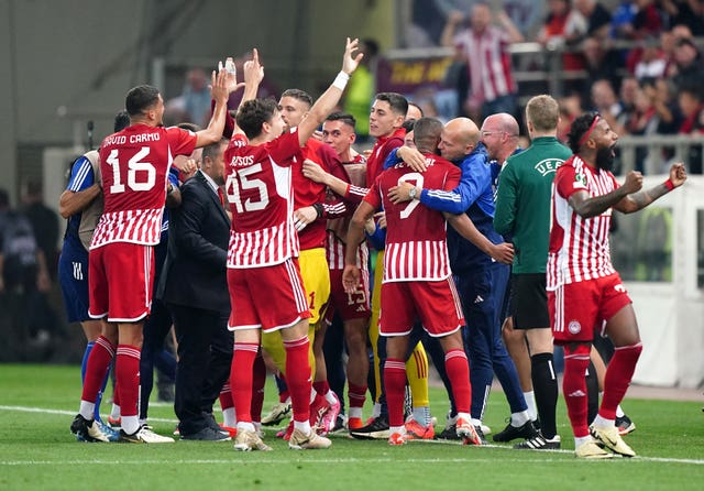 Olympiacos celebrate their victory