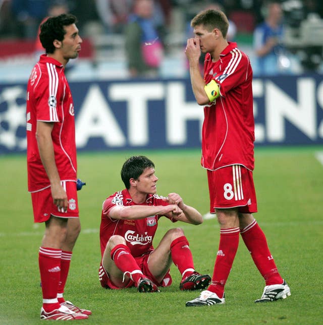Liverpool players are dejected after the final whistle