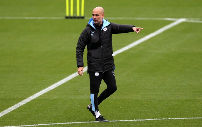 Pep Guardiola points the way forward in Manchester City training