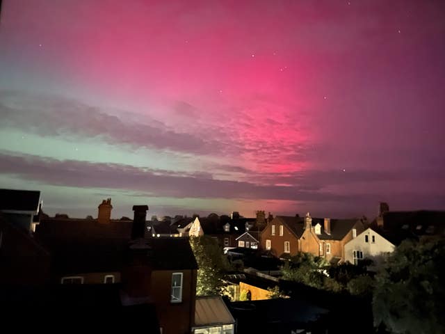 The Northern Lights on display in the skies over Felixstowe