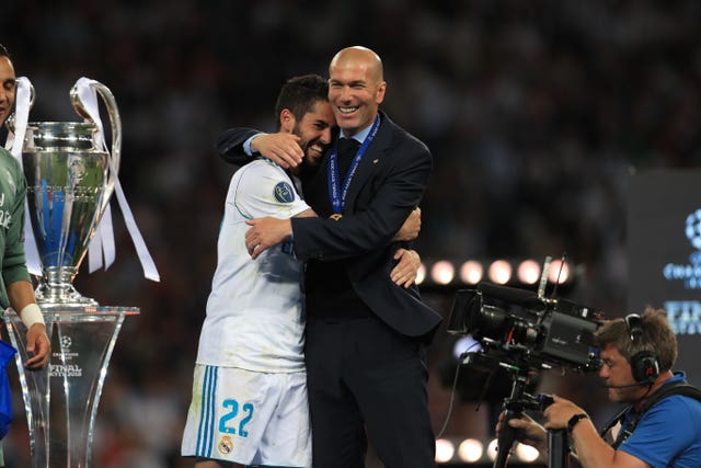 Zinedine Zidane, right, oversaw three Champions League title wins in a row (Mike Egerton/PA)
