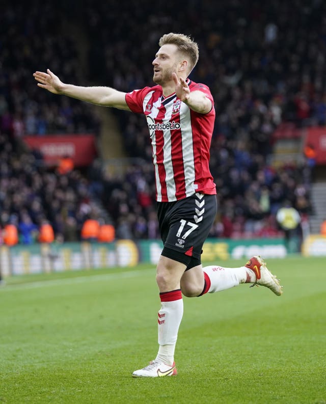 Stuart Armstrong celebrates after scoring Southampton’s first goal