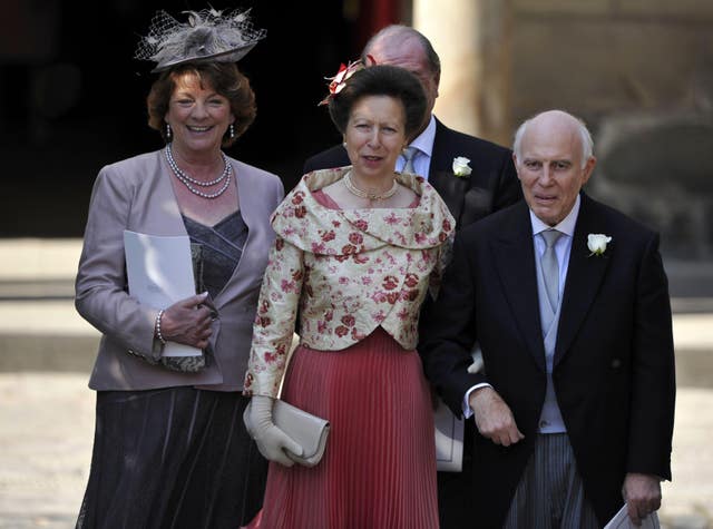 The Princess Royal with Mike Tindall's parents Linda and Philip at his wedding to Zara Phillips in 2011