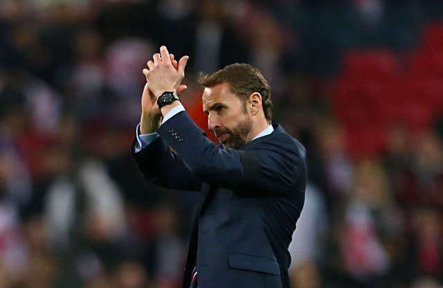 Gareth Southgate applauds the England fans after the final whistle