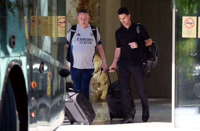 Arsenal Team leaving team hotel in Budapest