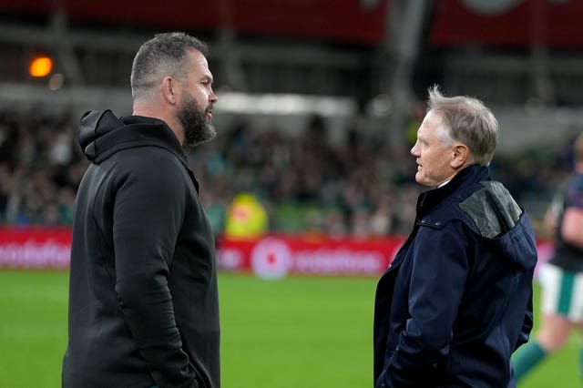 Australia head coach Joe Schmidt (right) with Ireland head coach Andy Farrell
