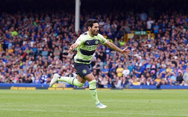 Manchester City’s Ilkay Gundogan celebrates scoring