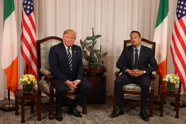 Donald Trump (left) and Leo Varadkar hold a bilateral meeting