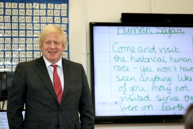 Prime Minister Boris Johnson during a visit to a school (Steve Parsons/PA)