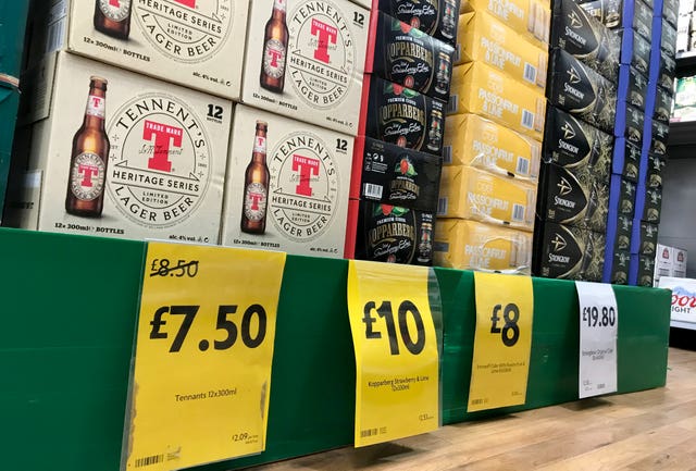 Alcohol for sale in a supermarket