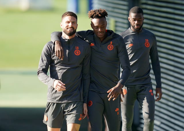 Olivier Giroud, left, has fallen behind Tammy Abraham in the Chelsea pecking order 