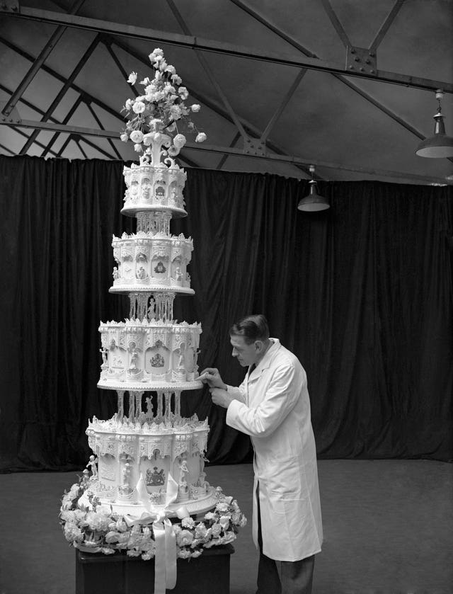 Princess Elizabeth and the Duke of Edinburgh's wedding cake (PA)