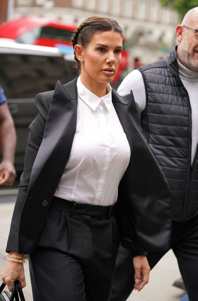 Rebekah Vardy arriving at the Royal Courts of Justice in London during the trial (Yui Mok/PA)