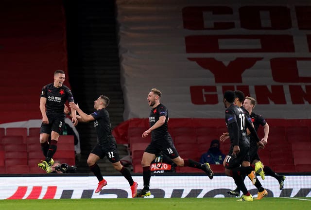 Slavia Prague scored a last-gasp leveller at Arsenal