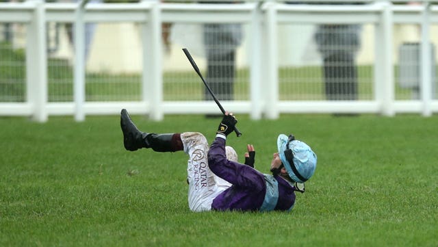 Oisin Murphy found himself on the wet Ascot turf after Alcohol Free's victory