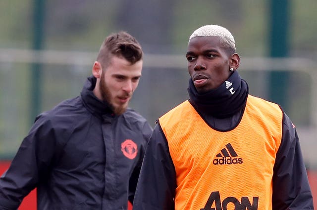 Paul Pogba, right, and David De Gea