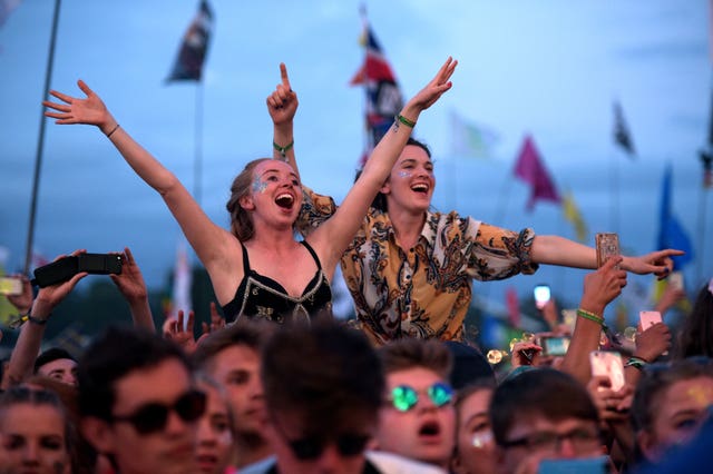 Fans watch Ed Sheeran perform on the Pyramid Stage in 2017 (Ben Birchall/PA)