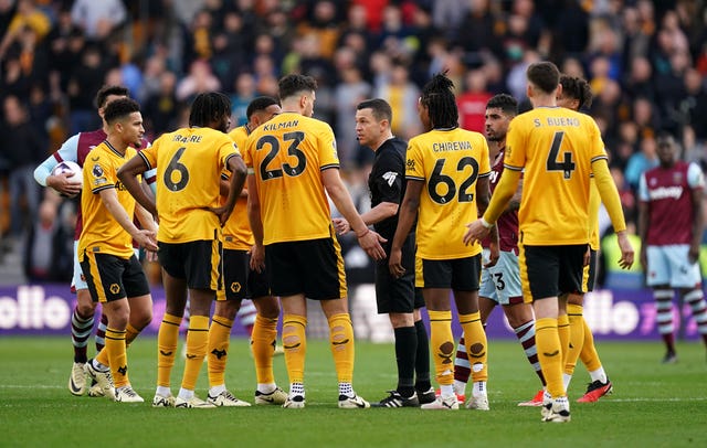Referee Tony Harrington disallowed a late Wolves leveller against West Ham (Mike Egerton/PA)