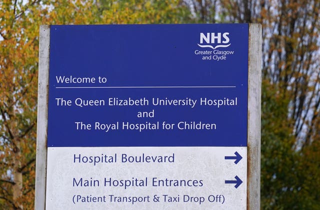 A sign for the Queen Elizabeth University Hospital