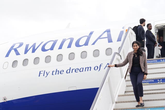 Suella Braverman arrives at Kigali Airport for her visit to Rwanda
