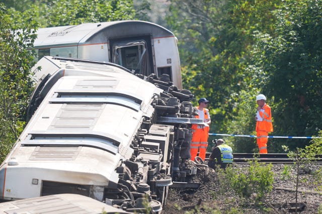 Rail investigators at the scene