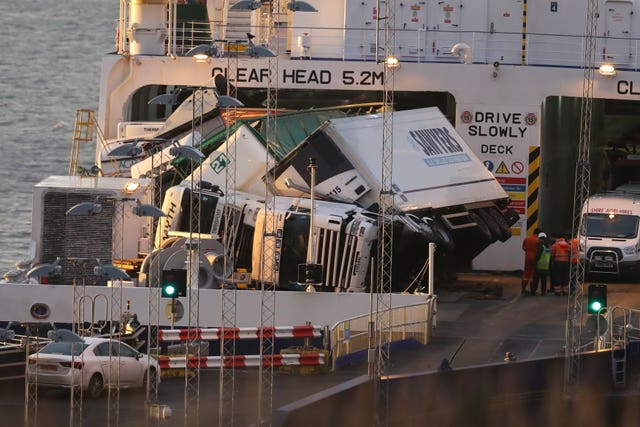 The ferry encountered rough seas and high winds (Andrew Milligan/PA)