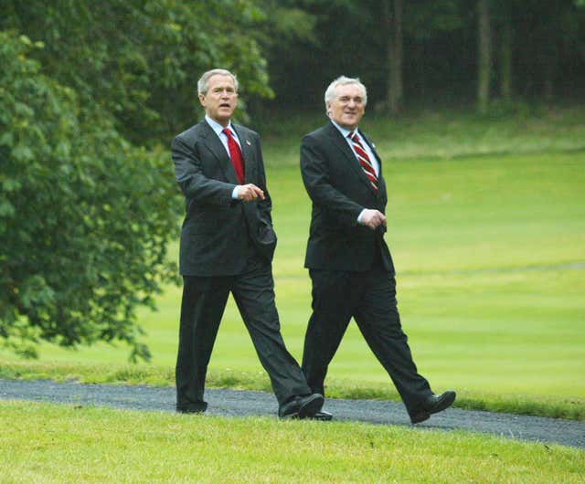George Bush and Bertie Ahern in 2004