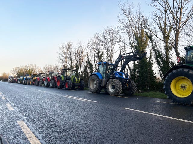 A convoy of tractors in Athlone protesting against the EU-Mercosur trade deal