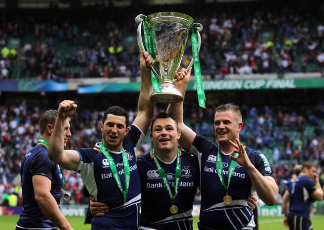 Cian Healy, centre, has won four Heineken Cup titles with Leinster
