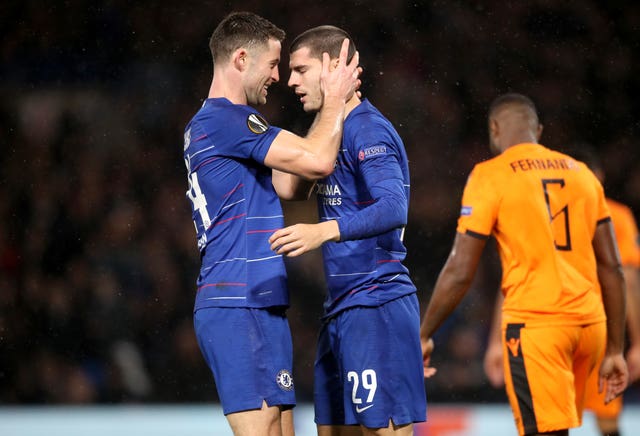 Alvaro Morata, pictured right with Gary Cahill, scored in Thursday's Europa League win over PAOK