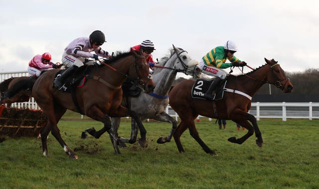 Getaway Trump (near side) chased home Champ in the Challow Hurdle