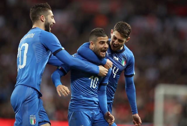 Lorenzo Insigne, centre, snatched victory for Napoli at the Stadio San Paolo (Nick Potts/PA)