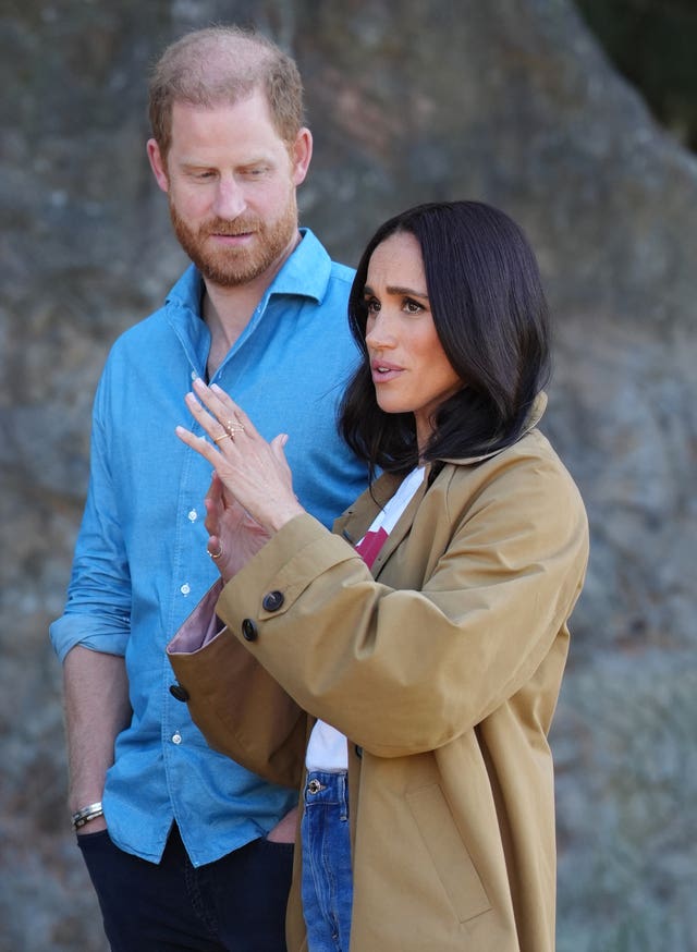 The Duke and Duchess of Sussex at the Scar Tree Walk in Melbourne, Victoria, on day three of the royal trip to Australia
