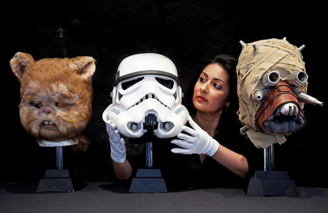 Lots go on display at the auction preview, ahead of their sale of entertainment memorabilia at the BFI IMAX in Waterloo, London (Kirsty O’Connor/PA)