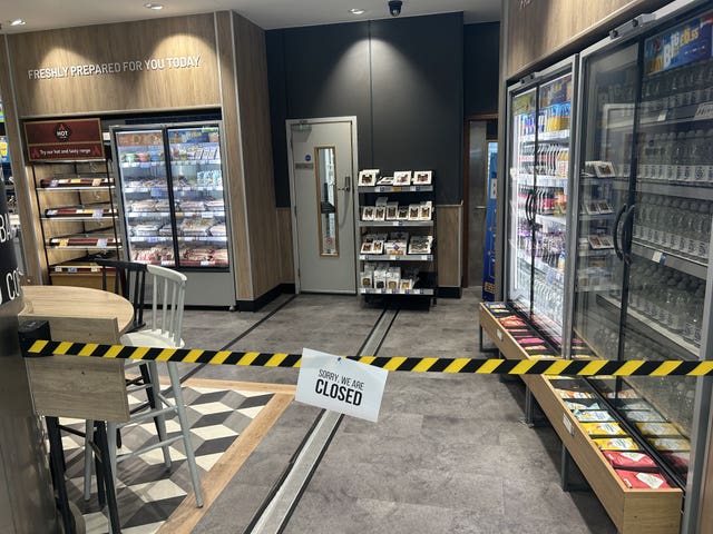 A rope blocked off the Greggs outlet