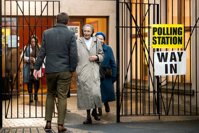 Nun leaves polling station