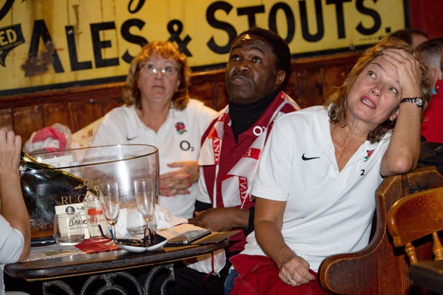 Fans at The Merchants Inn in Rugby, Warwickshire