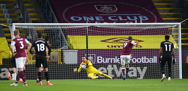 Chris Wood put Burnley in front from the penalty spot