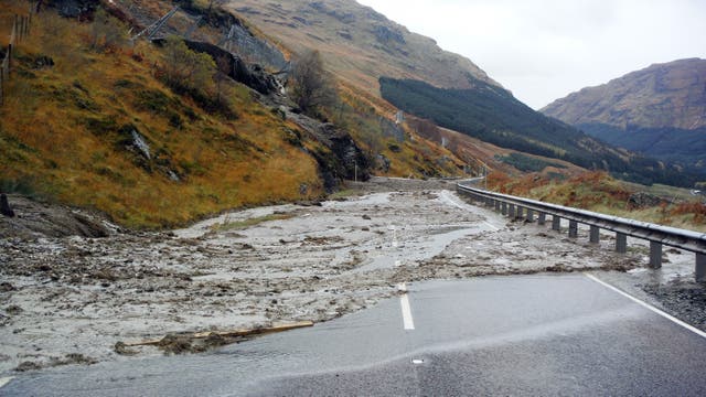 A landslip on the A83