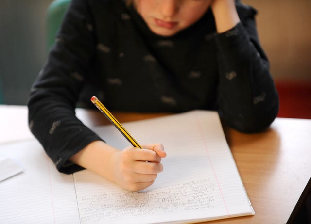 A child doing schoolwork