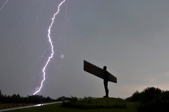 Lightning strikes near the Angle of the North