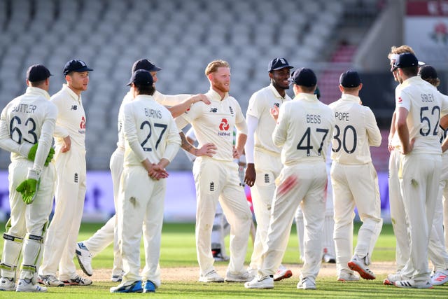 Ben Stoke, centre, made a key contribution on Friday